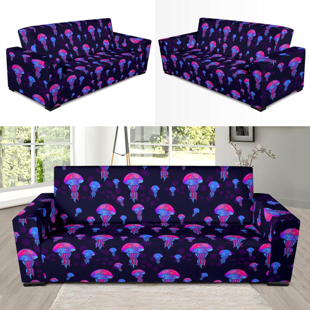 Jellyfish Neon Print Sofa Slipcover-JTAMIGO.COM