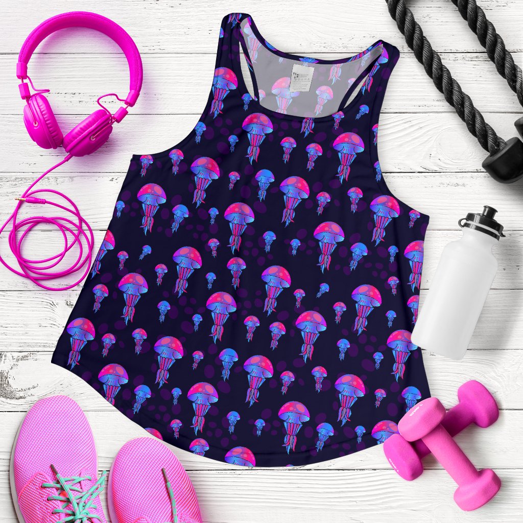 Jellyfish Neon Print Women Racerback Tank Top