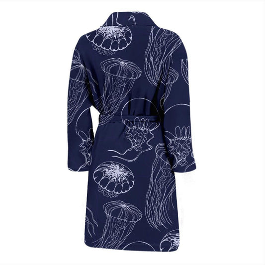 Jellyfish Pattern Print Design 05 Men Bathrobe-JORJUNE.COM
