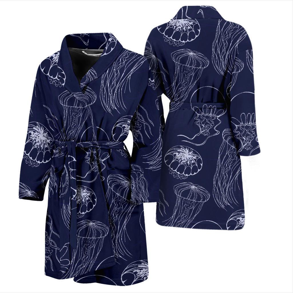 Jellyfish Pattern Print Design 05 Men Bathrobe-JORJUNE.COM