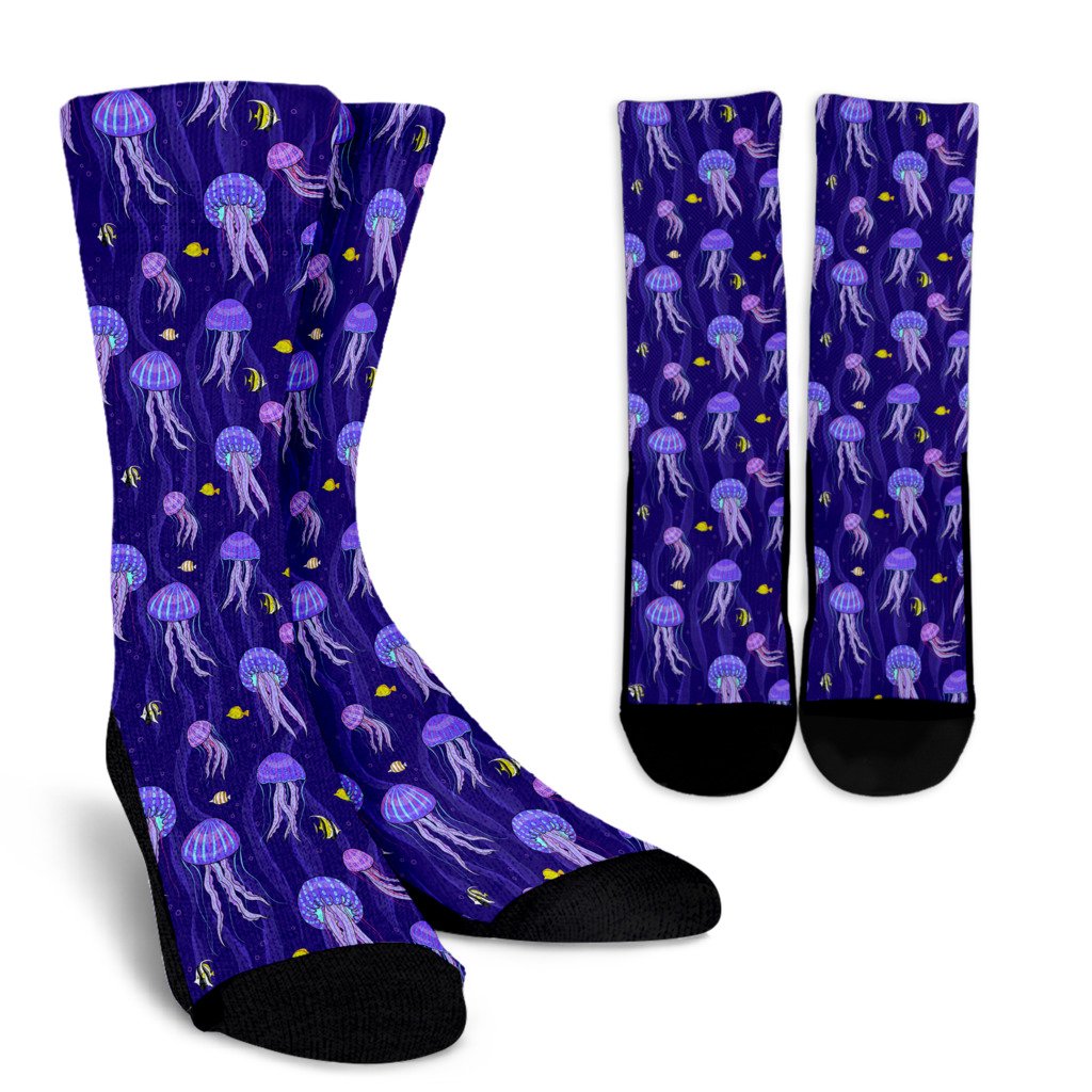 Jellyfish Style Print Crew Socks