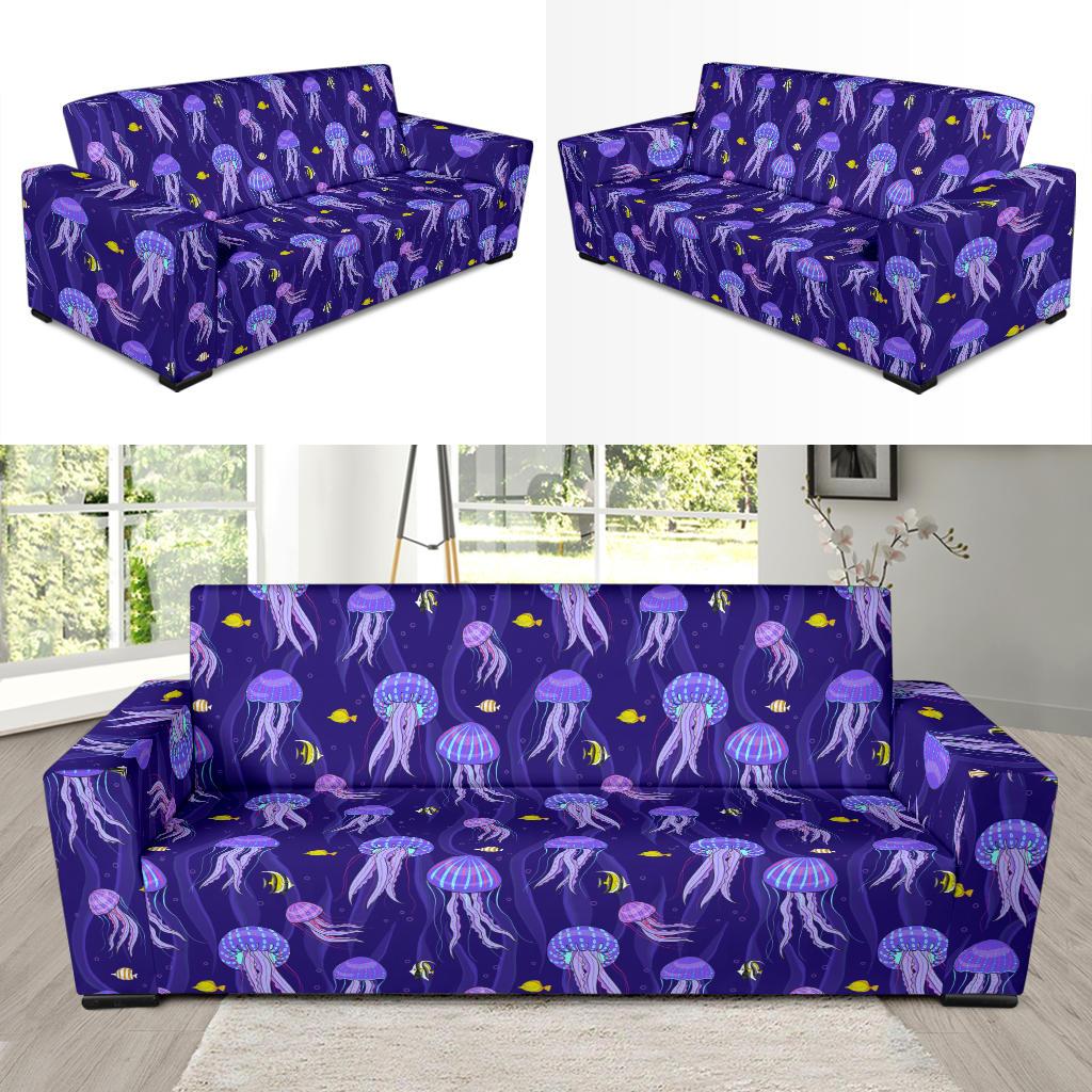 Jellyfish Style Print Sofa Slipcover-JTAMIGO.COM