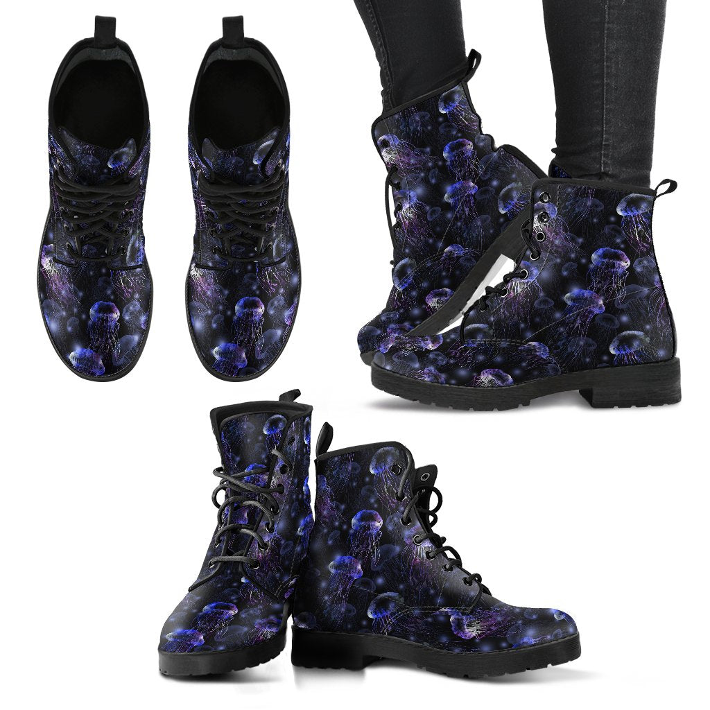 Jellyfish Themed Women Leather Boots-JTAMIGO.COM