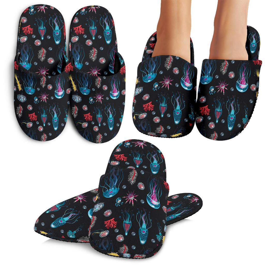 Jellyfish Underwater Print House Slippers