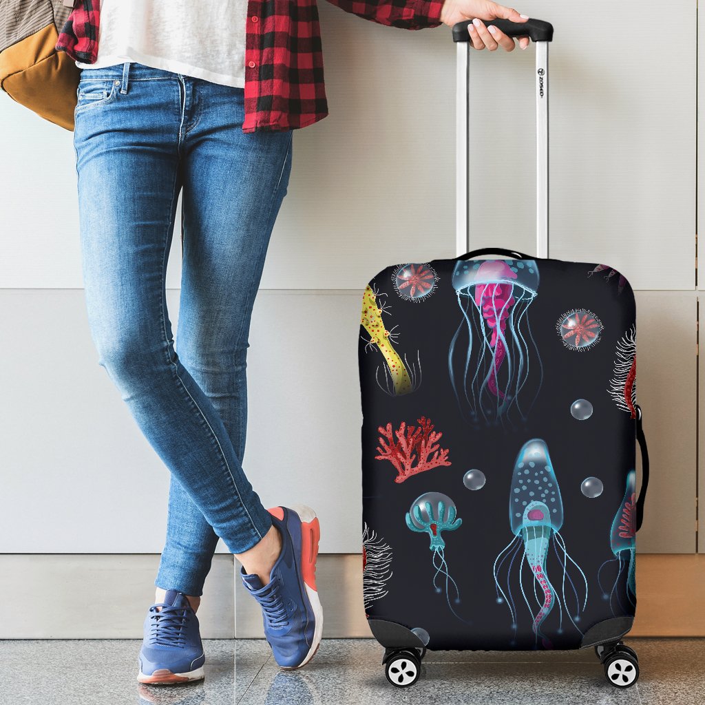 Jellyfish Underwater Print Luggage Cover Protector