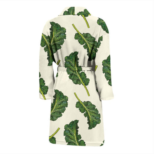 Kale Pattern Print Design 03 Men Bathrobe-JORJUNE.COM