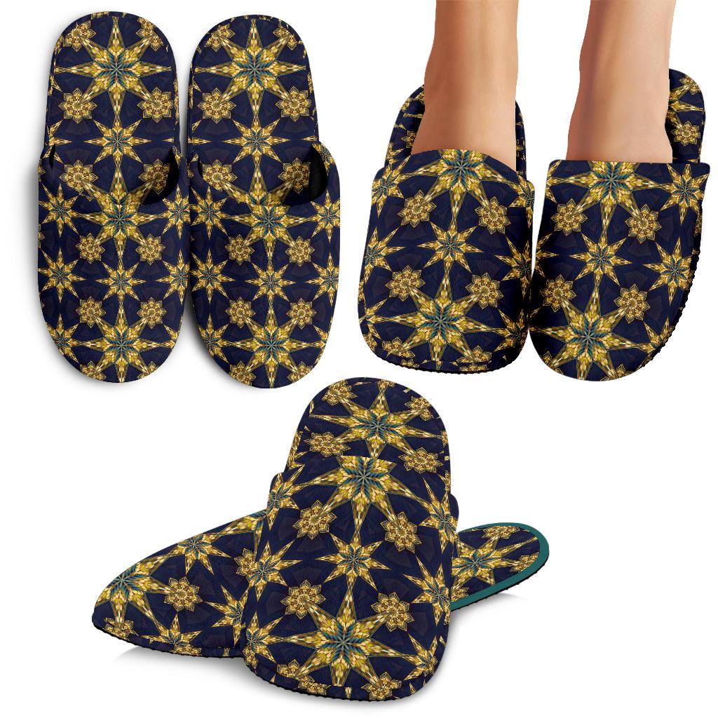 kaleidoscope Gold Print Design House Slippers