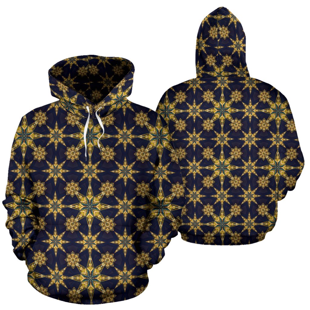 kaleidoscope Gold Print Design Pullover Hoodie