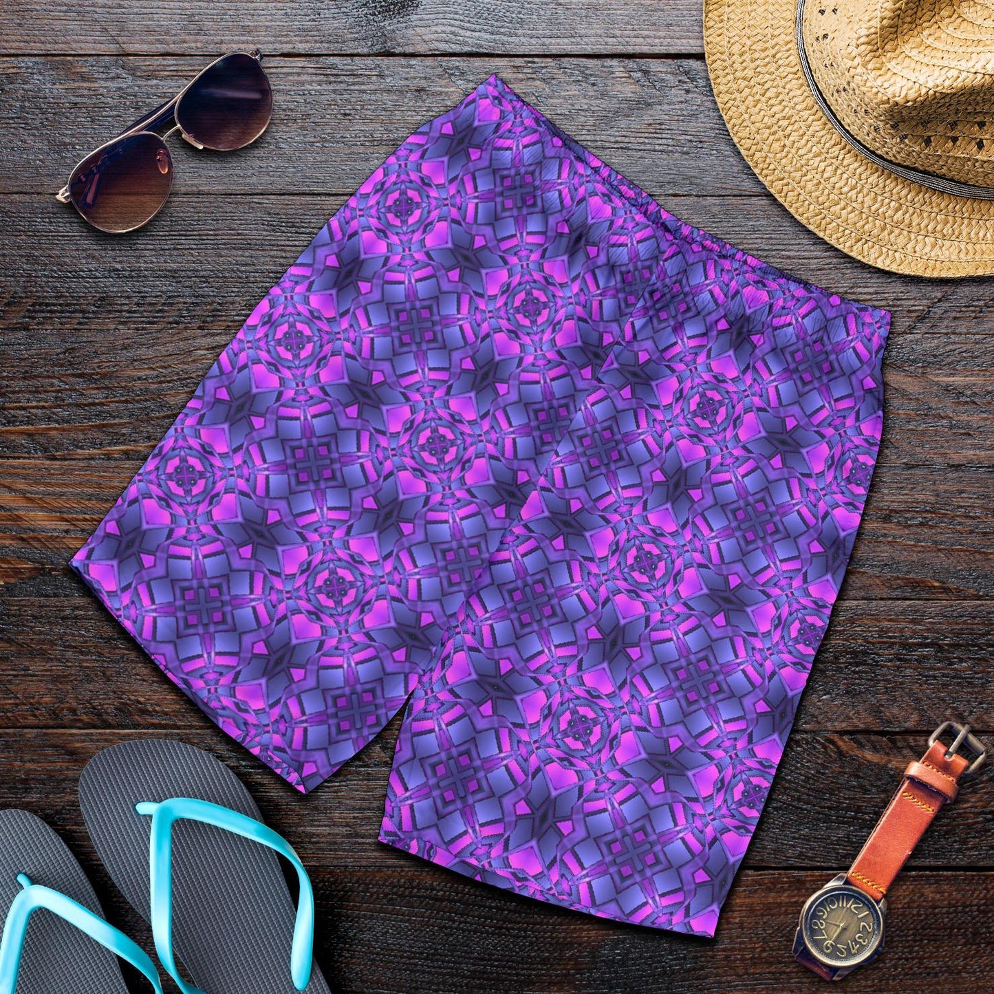 kaleidoscope Pattern Print Design Mens Shorts-JTAMIGO.COM