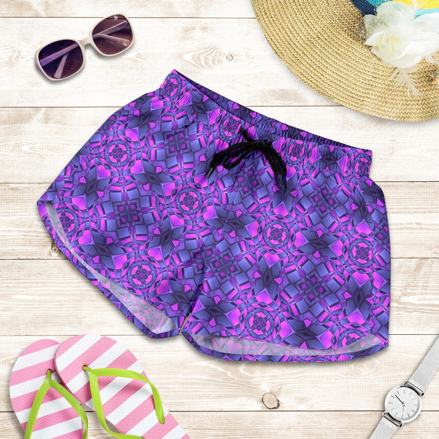kaleidoscope Pattern Print Design Women Shorts-JTAMIGO.COM
