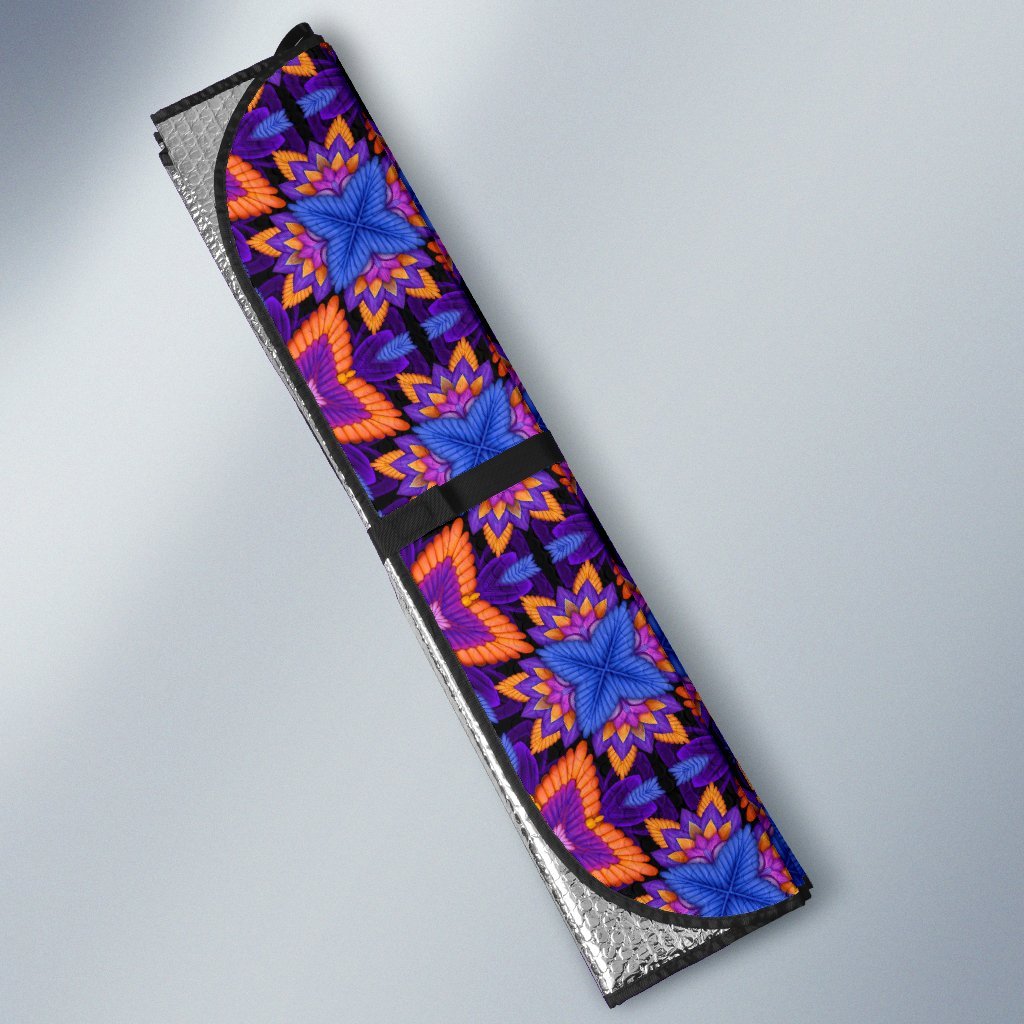 Kaleidoscope Purple Orange Print Design Car Sun Shade For Windshield