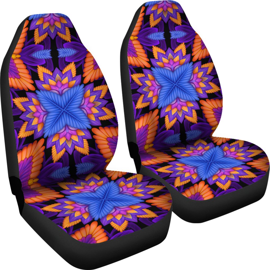 kaleidoscope Purple Orange Print Design Universal Fit Car Seat Covers