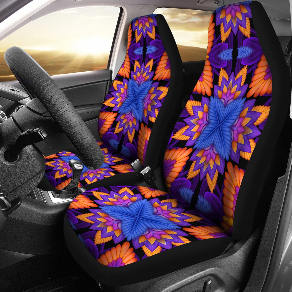 kaleidoscope Purple Orange Print Design Universal Fit Car Seat Covers