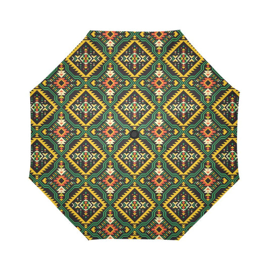 Kente Green Design African Print Automatic Foldable Umbrella