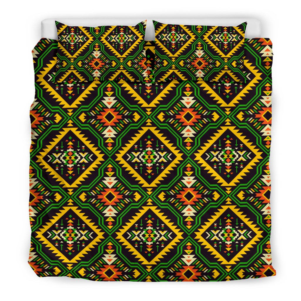 Kente Green Design African Print Duvet Cover Bedding Set