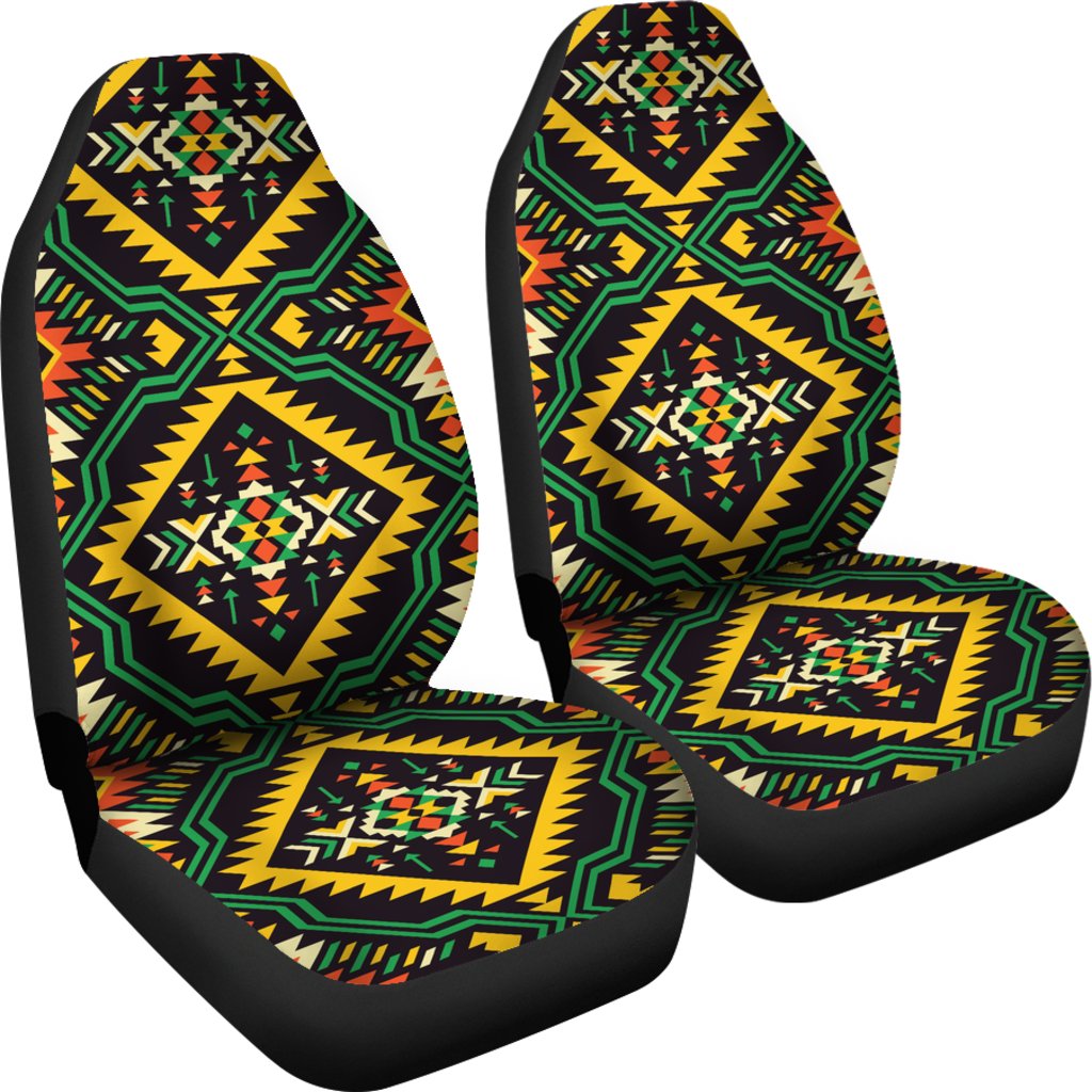 Kente Green Design African Print Universal Fit Car Seat Covers