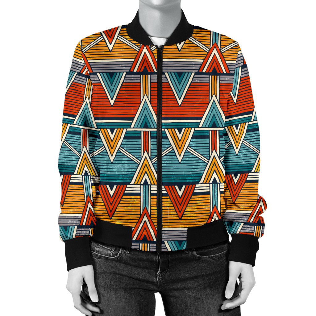 Kente Print African Design Themed Women Casual Bomber Jacket