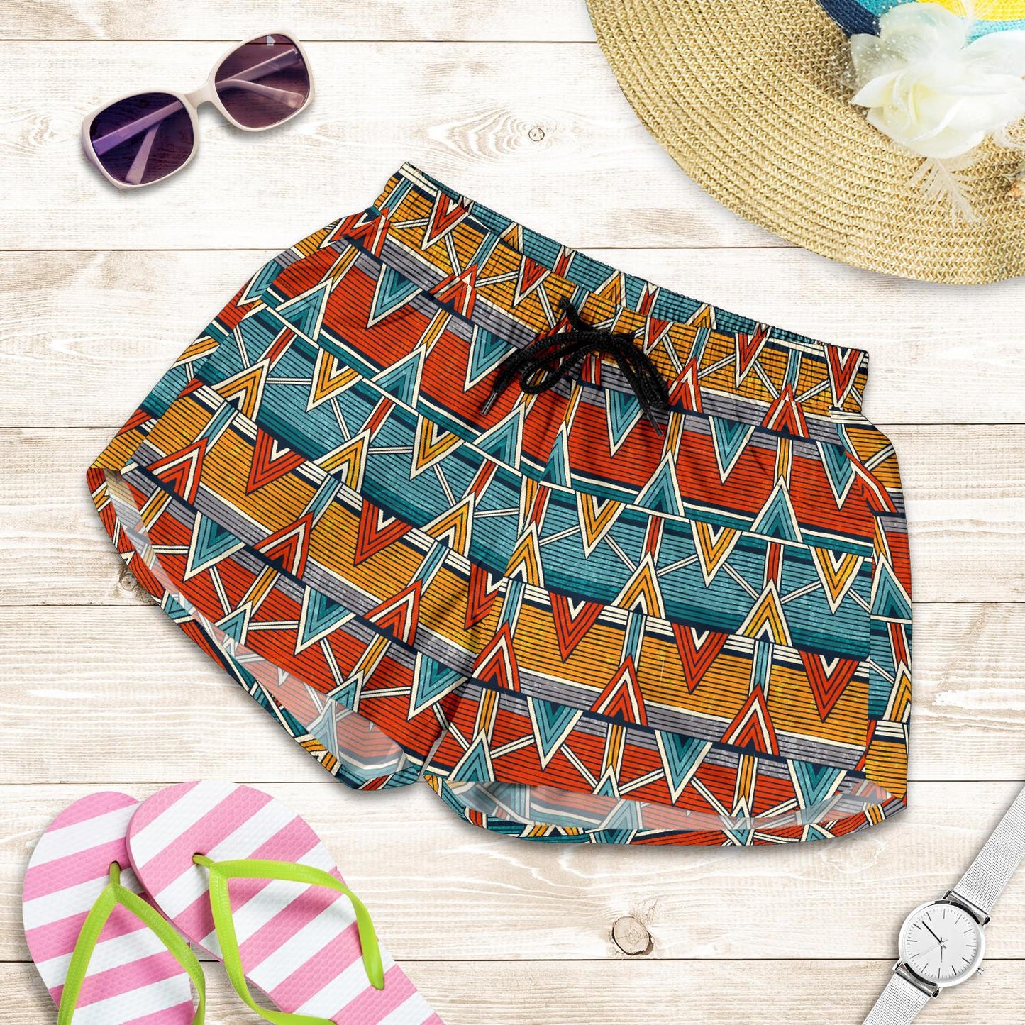 Kente Print African Design Themed Women Shorts-JTAMIGO.COM