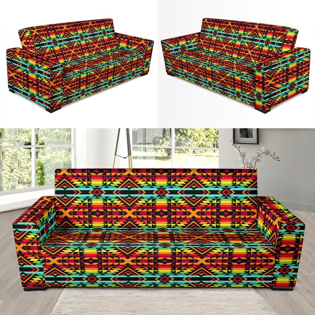 Kente Red Design African Print Sofa Slipcover-JTAMIGO.COM