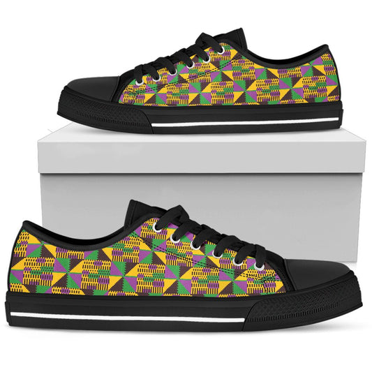 Kente Triangle Design African Print Women Low Top Shoes