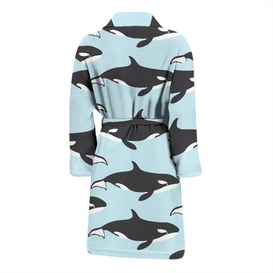 Killer Whale Pattern Print Design 01 Men Bathrobe-JORJUNE.COM