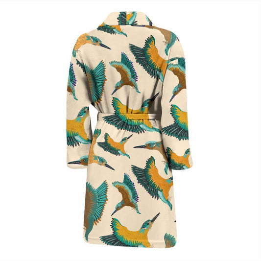 Kingfisher Pattern Print Design 02 Men Bathrobe-JORJUNE.COM