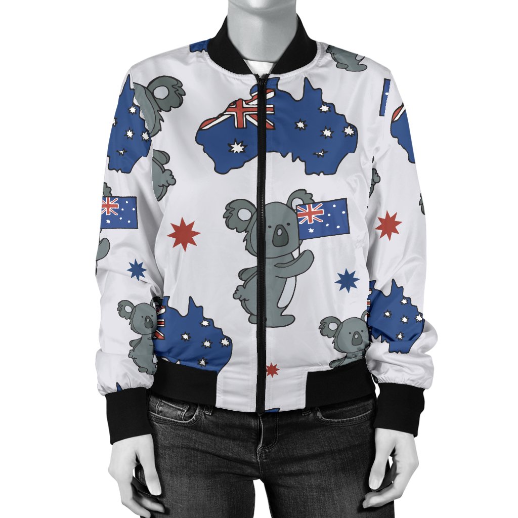 Koala Australia Day Themed Design Women Casual Bomber Jacket