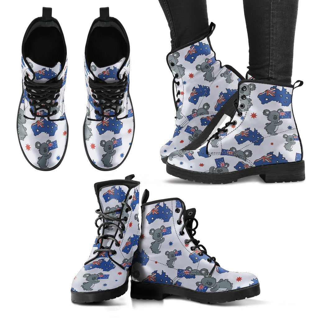 Koala Australia Day Themed Design Women Leather Boots-JTAMIGO.COM