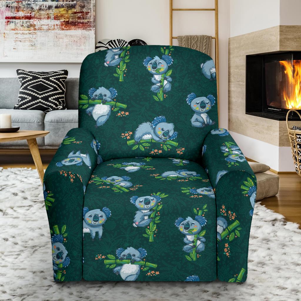 Koala Blue Design Print Single Sofa Slipcover -JTAMIGO.COM