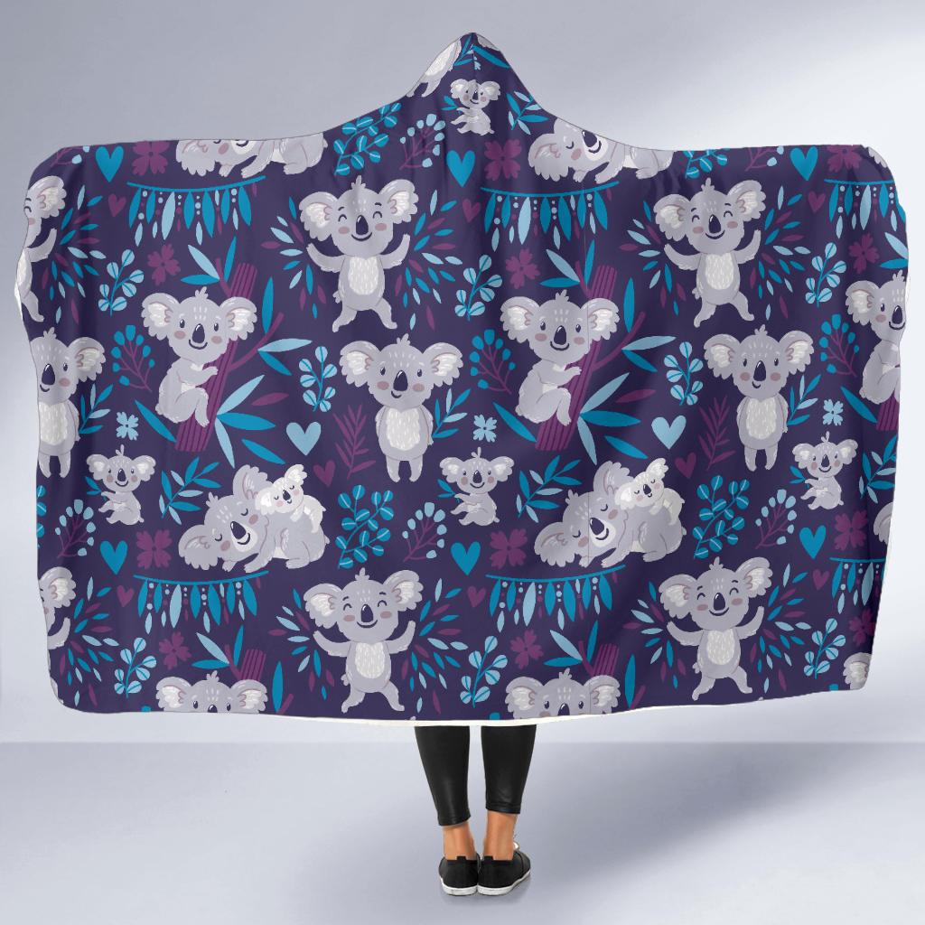 Koala Cute Themed Design Print Hooded Blanket-JTAMIGO.COM