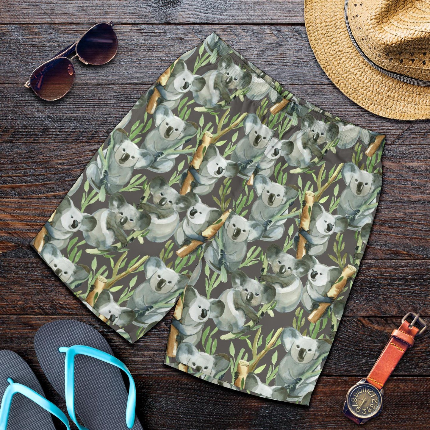 Koala Pattern Design Print Mens Shorts-JTAMIGO.COM