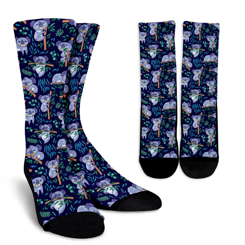 Koala Themed Design Print Crew Socks