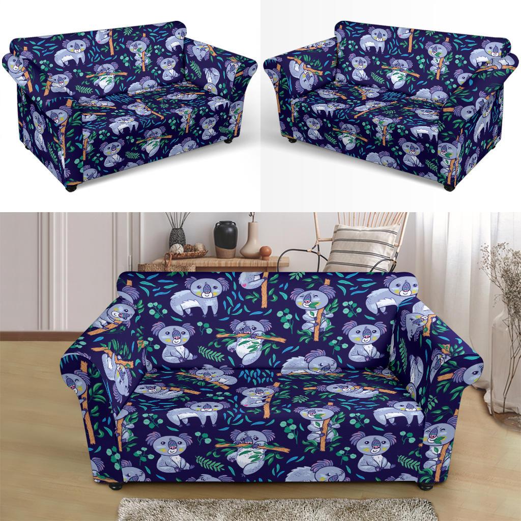 Koala Themed Design Print Loveseat Slipcover-JTAMIGO.COM