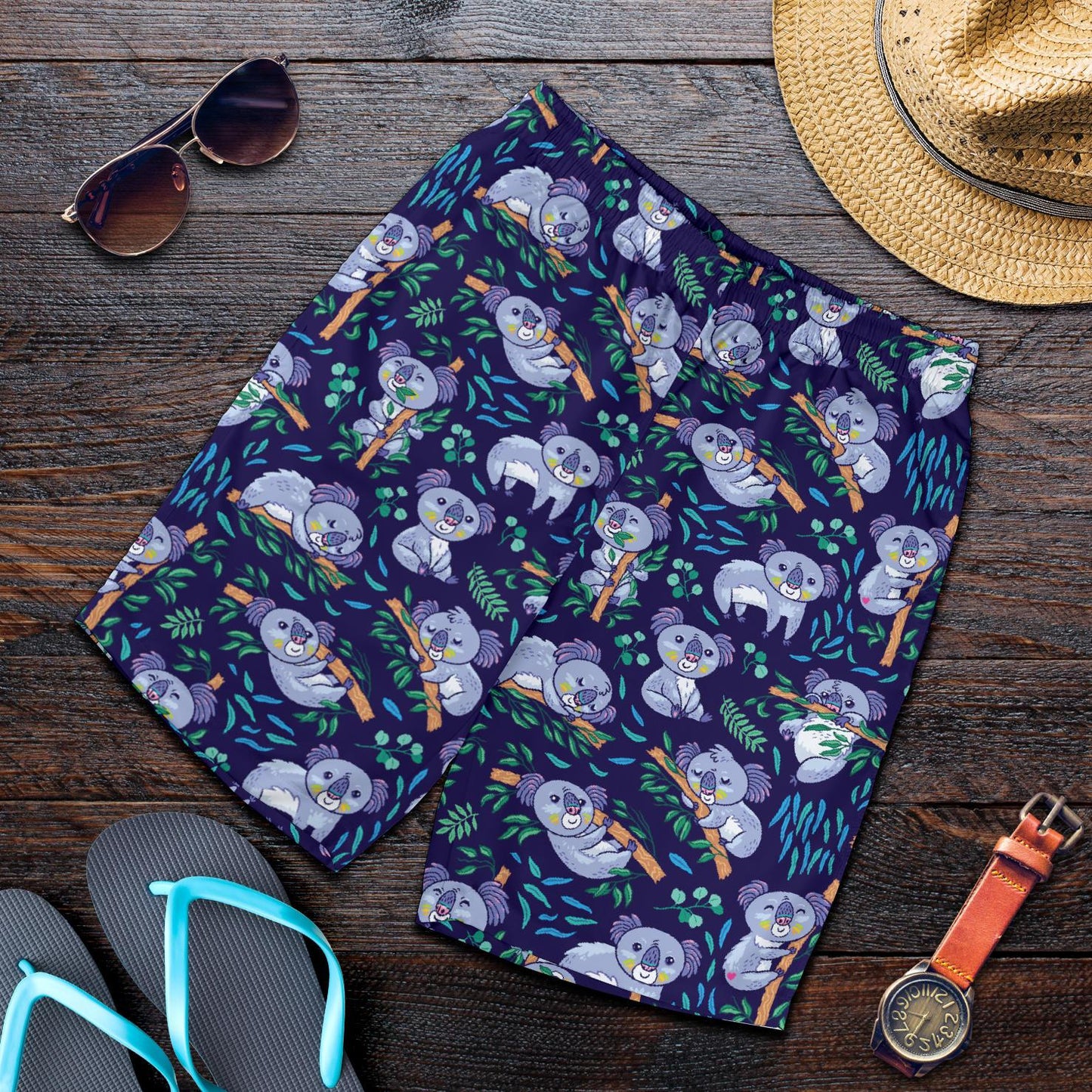 Koala Themed Design Print Mens Shorts-JTAMIGO.COM