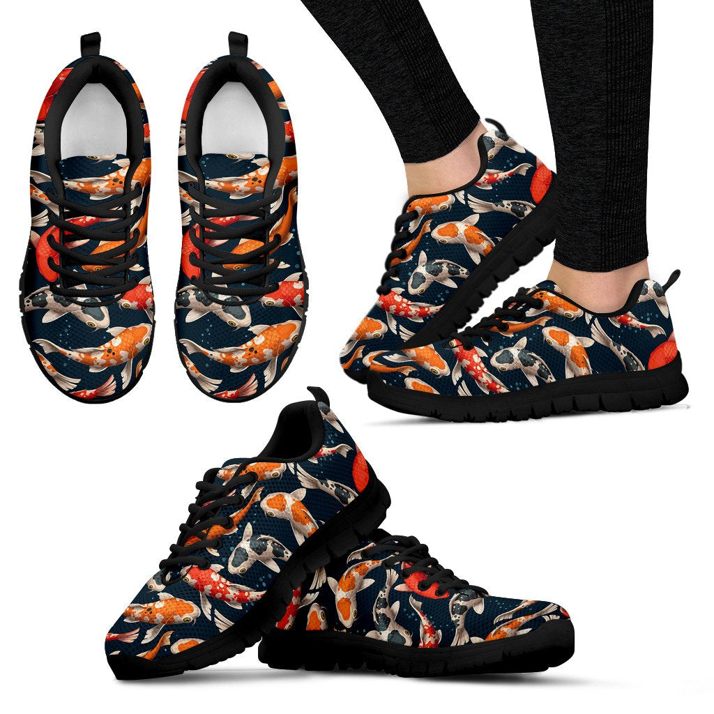 Koi Carp Cute Design Themed Print Women Sneakers Shoes