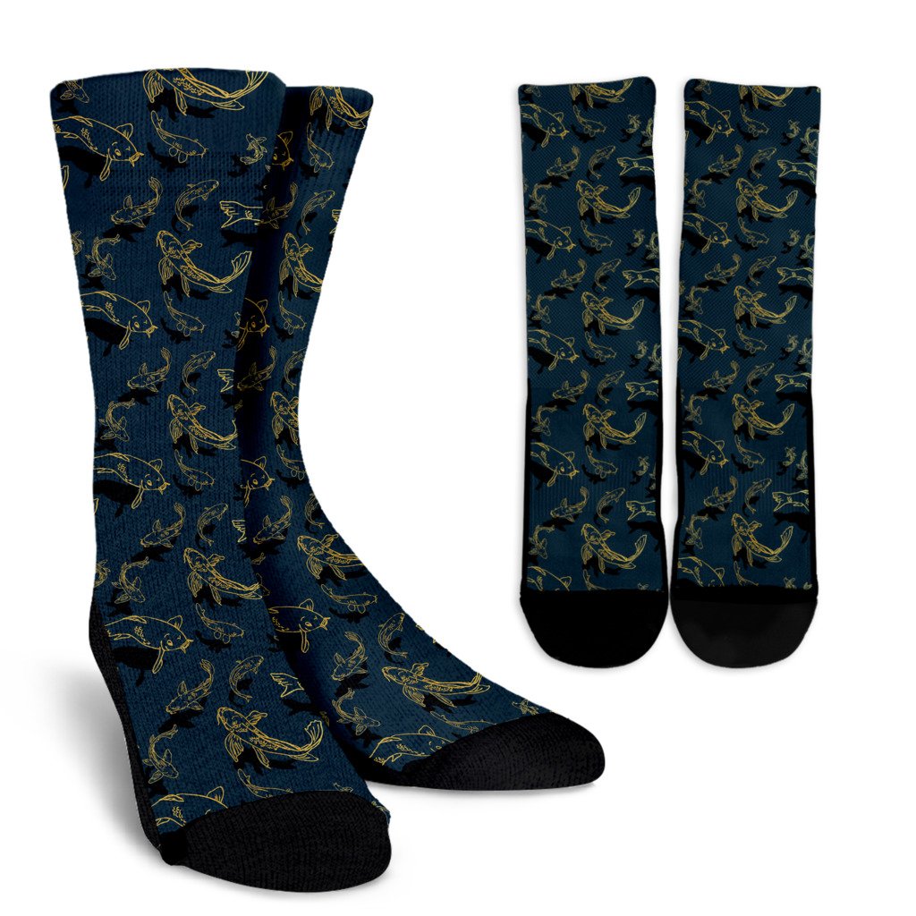Koi Carp Gold Design Themed Print Crew Socks