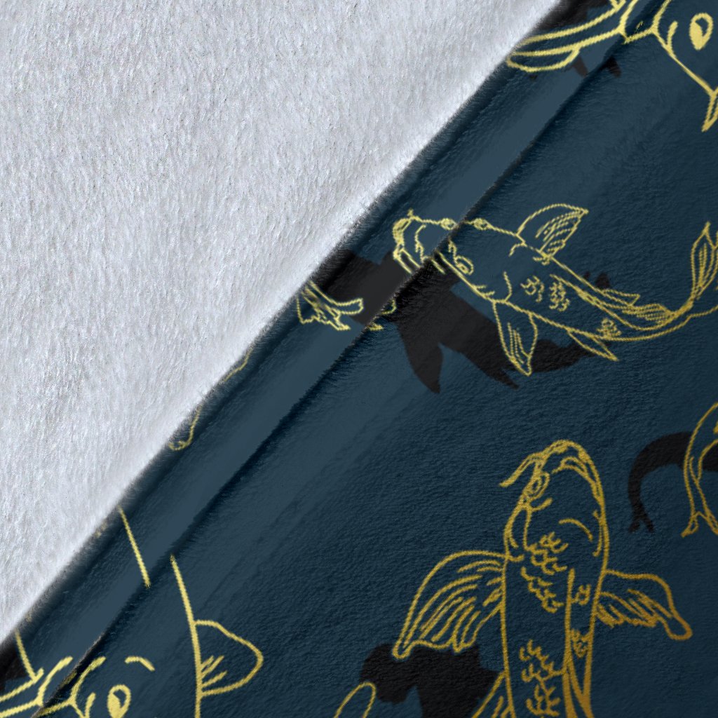 Koi Carp Gold Design Themed Print Fleece Blanket