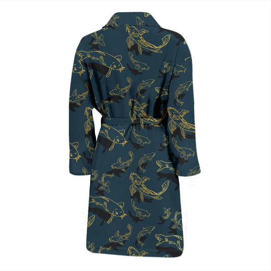 Koi Carp Gold Design Themed Print Men Bath Robe-JTAMIGO.COM