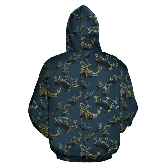 Koi Carp Gold Design Themed Print Pullover Hoodie