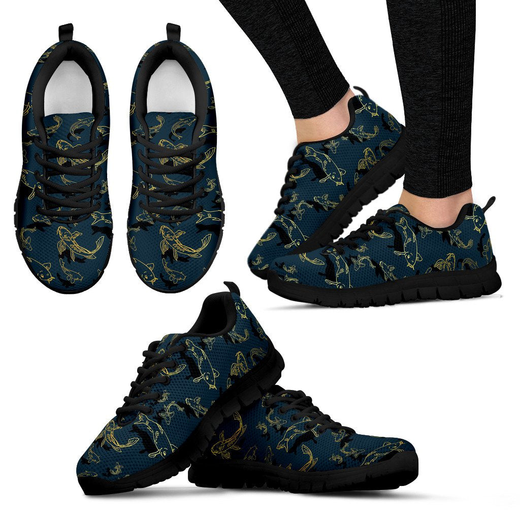 Koi Carp Gold Design Themed Print Women Sneakers Shoes
