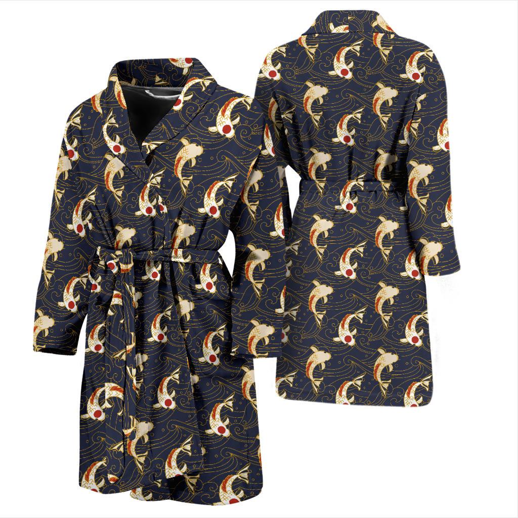 Koi Carp Japanese Design Themed Print Men Bath Robe-JTAMIGO.COM
