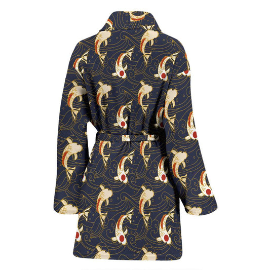 Koi Carp Japanese Design Themed Print Women Bath Robe-JTAMIGO.COM