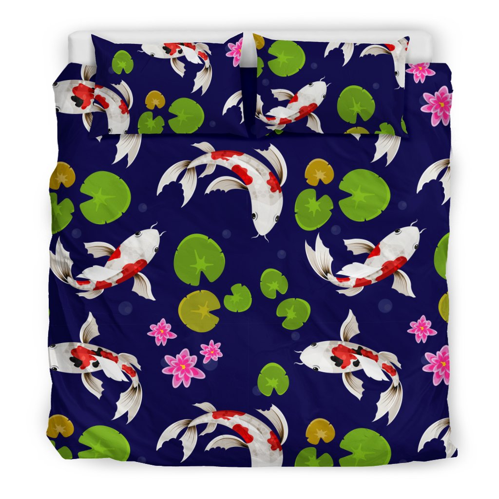 Koi Carp Pattern Design Themed Print Duvet Cover Bedding Set