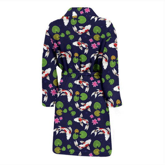 Koi Carp Pattern Design Themed Print Men Bath Robe-JTAMIGO.COM