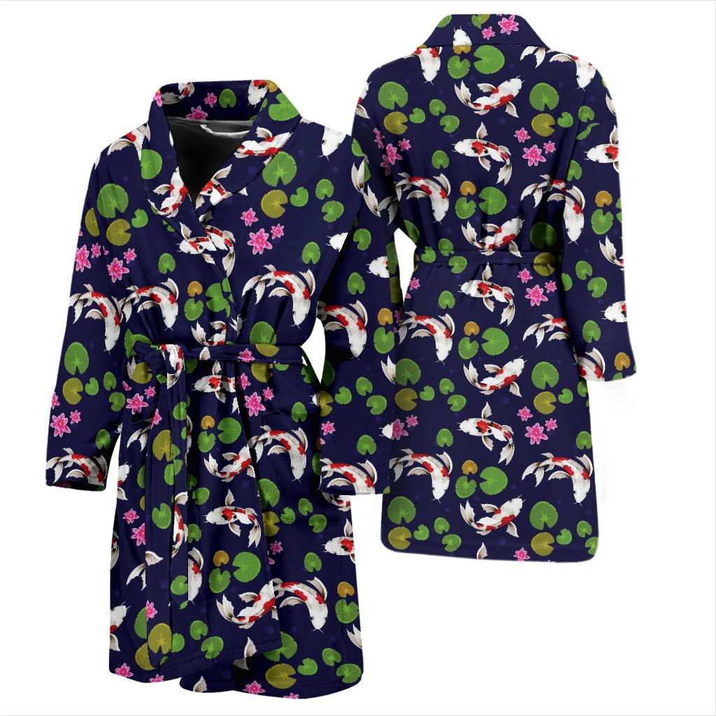Koi Carp Pattern Design Themed Print Men Bath Robe-JTAMIGO.COM