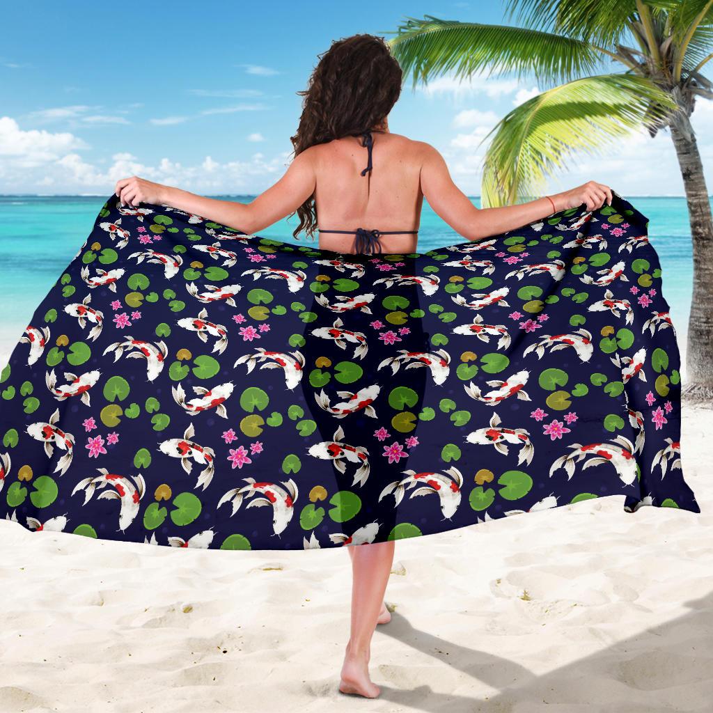 Koi Carp Pattern Design Themed Print Sarong Pareo Wrap