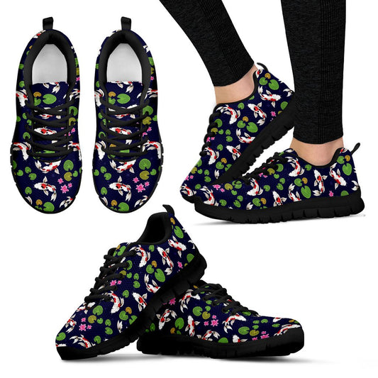 Koi Carp Pattern Design Themed Print Women Sneakers Shoes