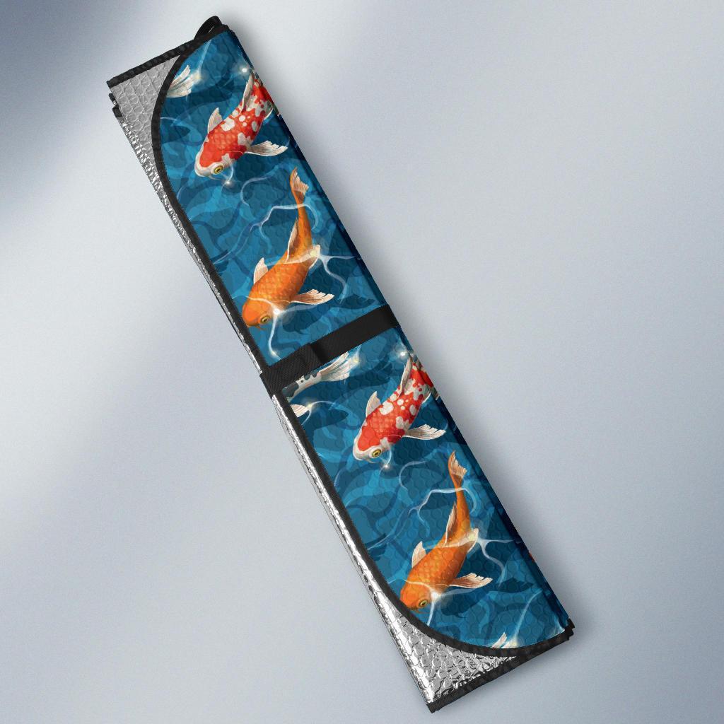 Koi Carp Water Design Themed Print Car Sun Shade For Windshield