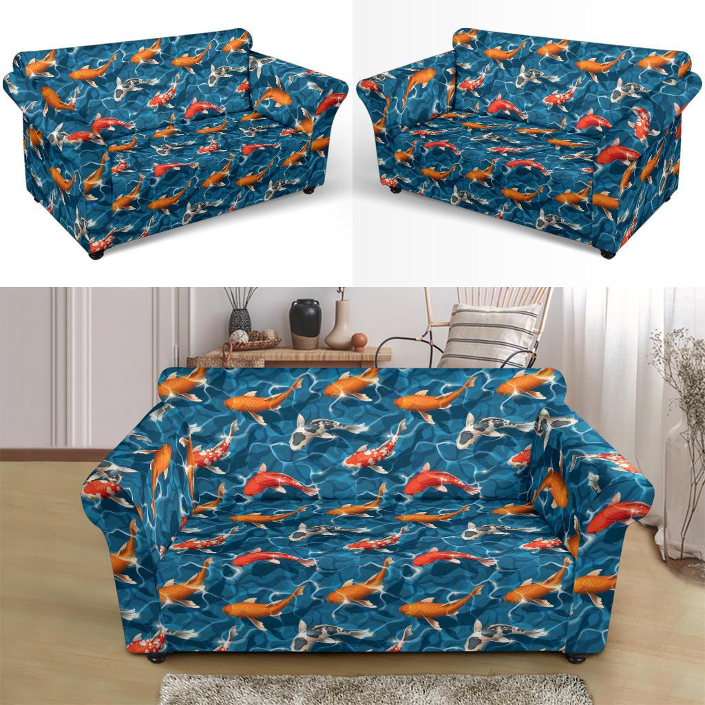 Koi Carp Water Design Themed Print/Loveseat-Slipcover.jpg Loveseat Slipcover-JTAMIGO.COM