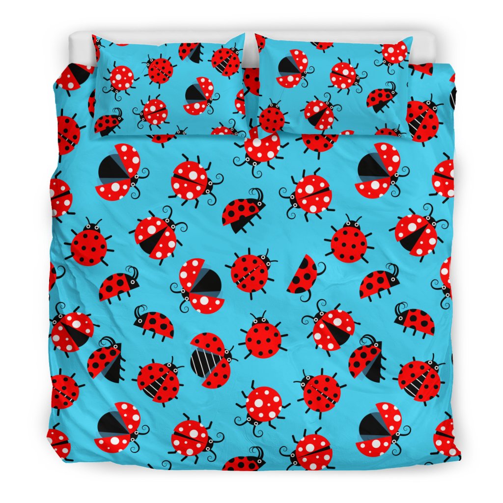 Ladybug Action Print Pattern Duvet Cover Bedding Set
